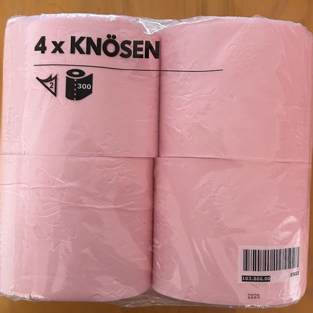 COPY - IKEA pink toilet paper. 1 pack contains 4 rolls.